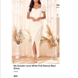Lulus White Puff Sleeve Maxi Dress Size XS